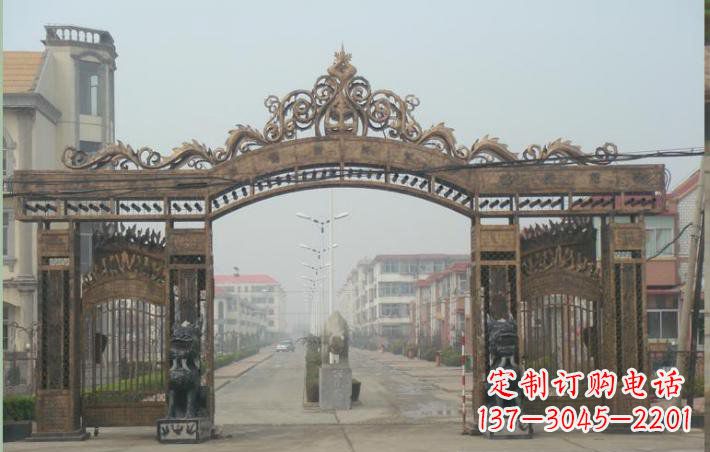 河源小区不锈钢门口牌坊雕塑