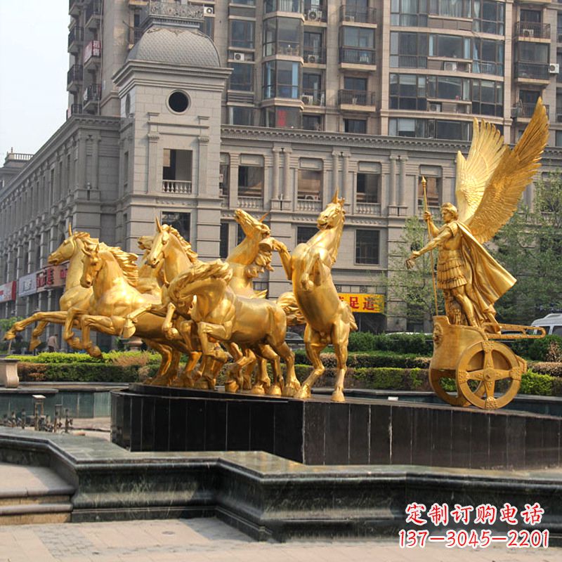 河源小区大门阿波罗战车鎏金景观铜雕