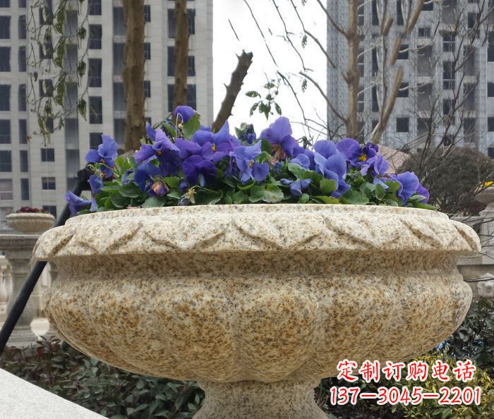 河源小区景观大理石花盆石雕