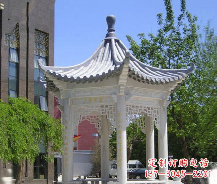 河源小区景观大理石凉亭