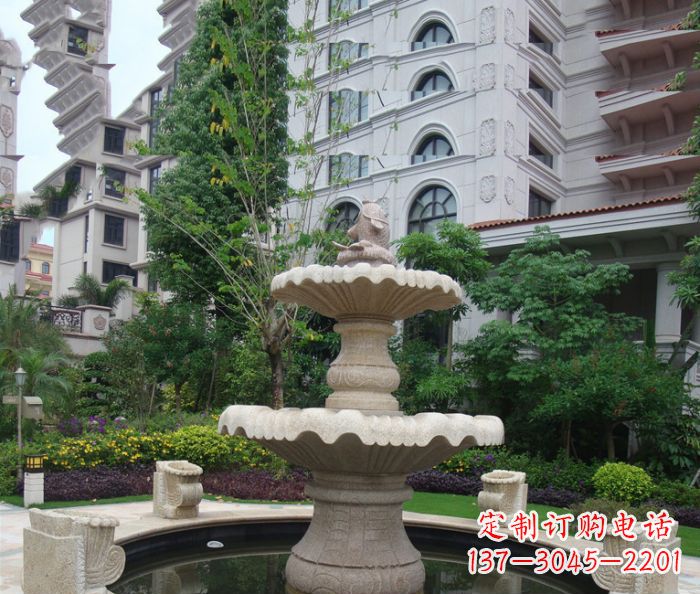 河源小区景观大理石鲤鱼喷泉石雕