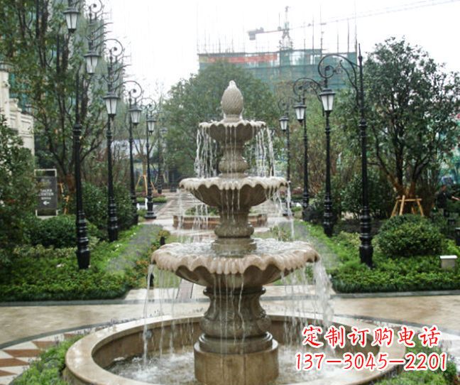 河源小区景观大理石喷泉石雕 (4)