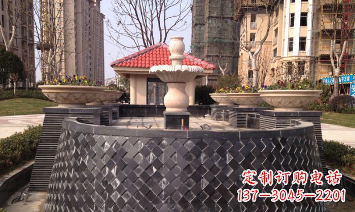 河源小区景观大理石喷泉石雕 (3)