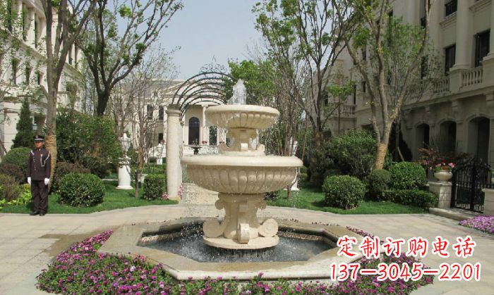 河源小区景观大理石喷泉石雕 (7)