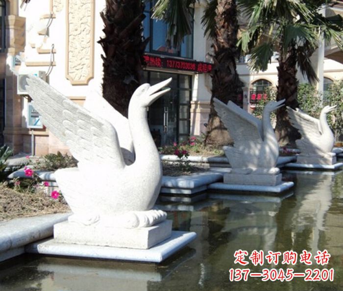 河源小区景观大理石天鹅喷泉石雕