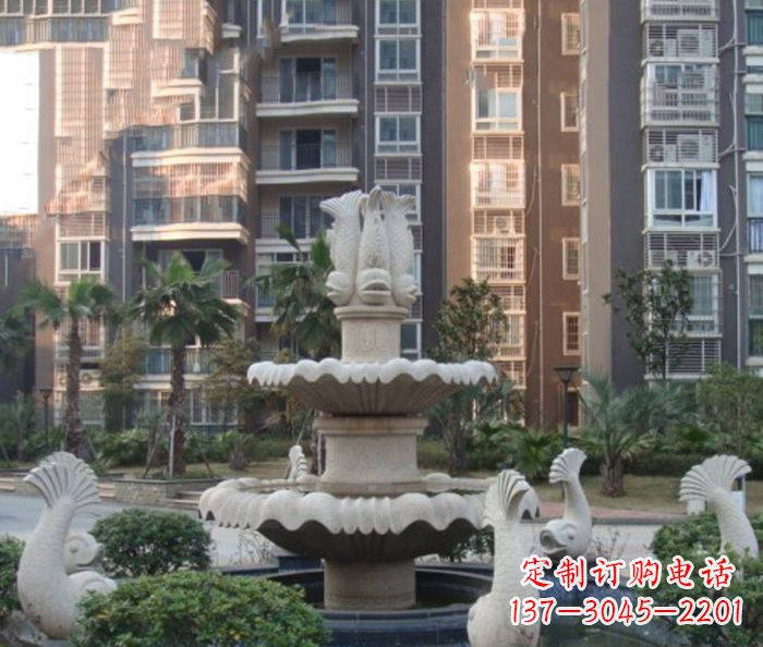 河源小区景观鲤鱼喷泉石雕