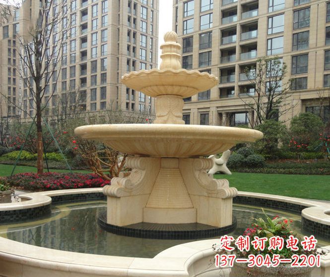 河源小区景观晚霞红多层喷泉石雕 (3)
