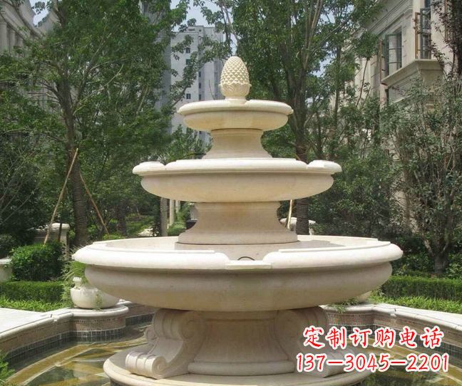 河源小区景观晚霞红多层喷泉石雕