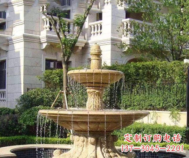 河源小区景观晚霞红多层喷泉石雕 (4)