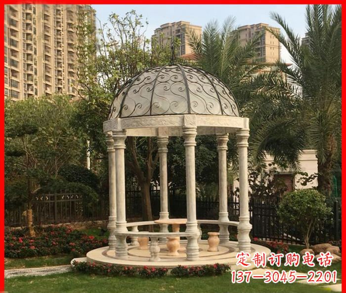 河源小区欧式圆顶凉亭石雕 (2)
