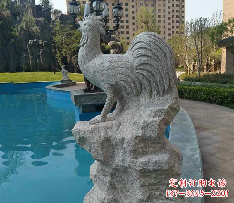 河源小区十二生肖鸡动物石雕
