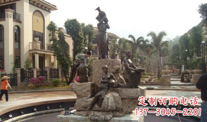 河源小区西方美女喷泉人物铜雕