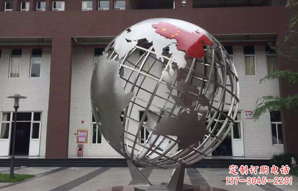 河源校园不锈钢地球仪雕塑 (4)