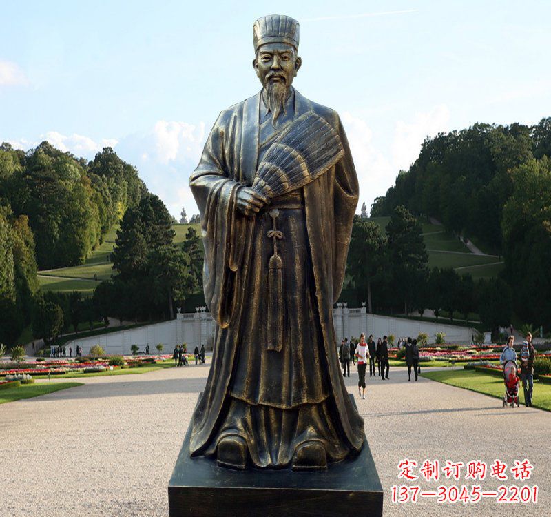 河源校园古代名人诸葛亮铜雕