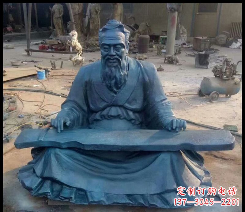河源校园孔子弹琴铜雕