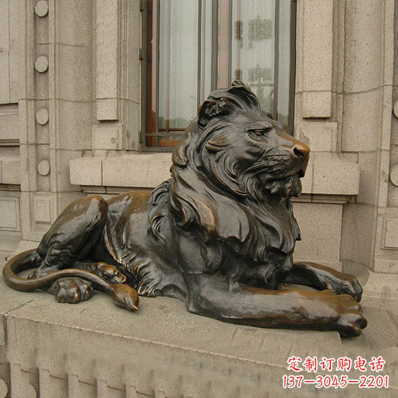 河源银行大门铜雕港币狮子看门动物雕塑