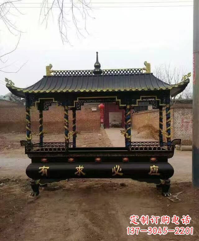 河源有求必应方形香炉铜雕