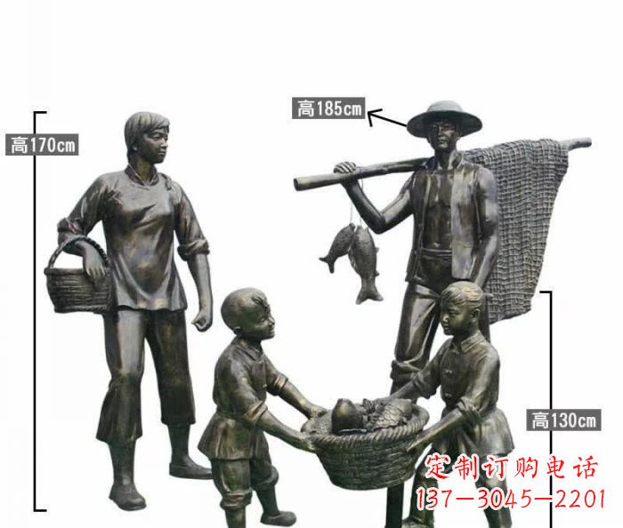 河源渔夫捕鱼民俗铜雕 (3)
