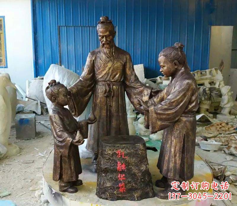 河源寓言故事孔融让梨人物铜雕