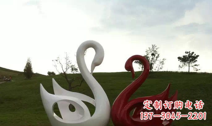 河源园林不锈钢抽象天鹅雕塑