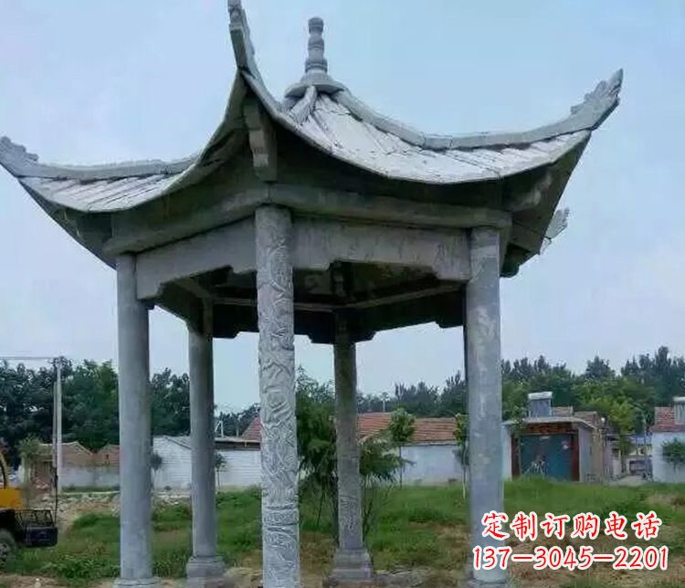 河源园林仿古六角凉亭景观石雕