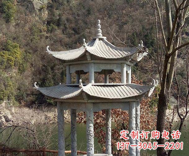 河源园林仿古双层石雕凉亭