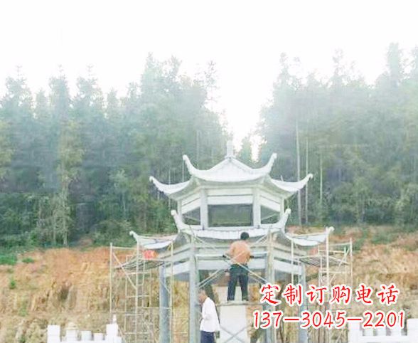 河源园林仿古双层石凉亭景观石雕 (2)