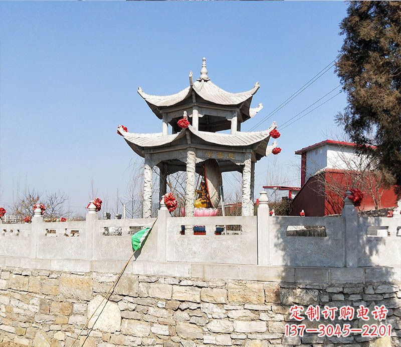 河源园林仿古双层石凉亭景观石雕 (3)