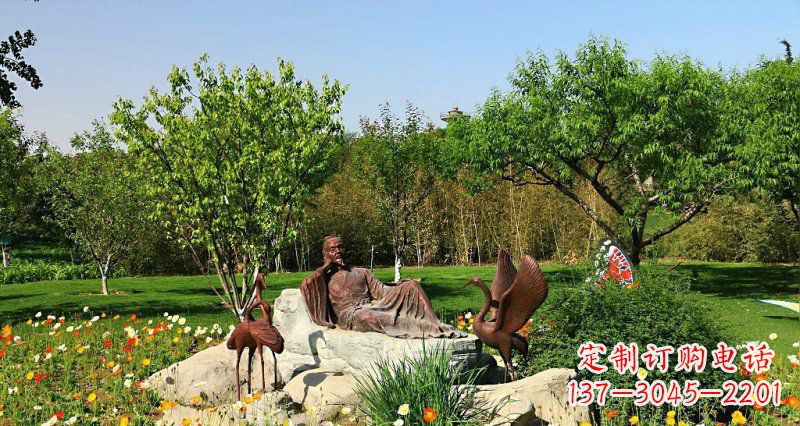 河源园林古代人物仙鹤景观铜雕