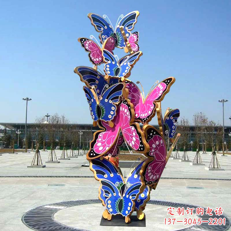 河源园林广场蝴蝶不锈钢动物景观雕塑