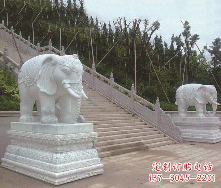 河源园林汉白玉大象景观石雕