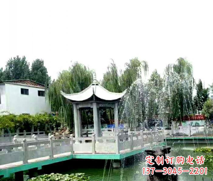 河源园林景观单层六角石雕凉亭
