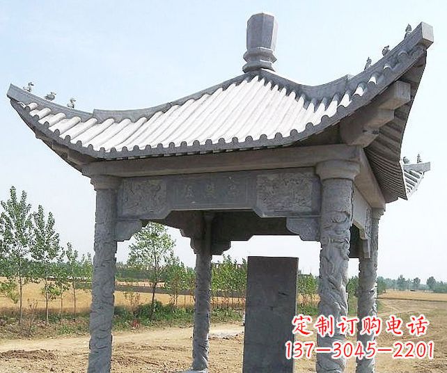 河源园林景观单层石雕凉亭 (4)