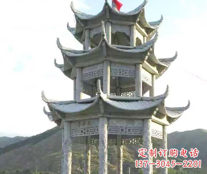 河源园林景观多层凉亭石雕 (3)