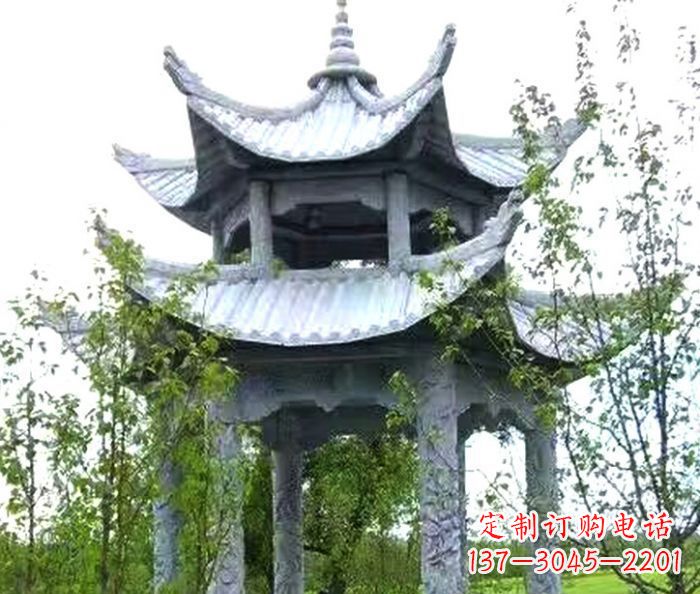河源园林景观仿古六角石凉亭