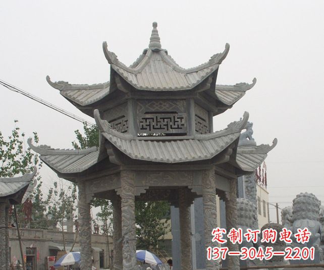 河源园林景观仿古石雕凉亭 (2)