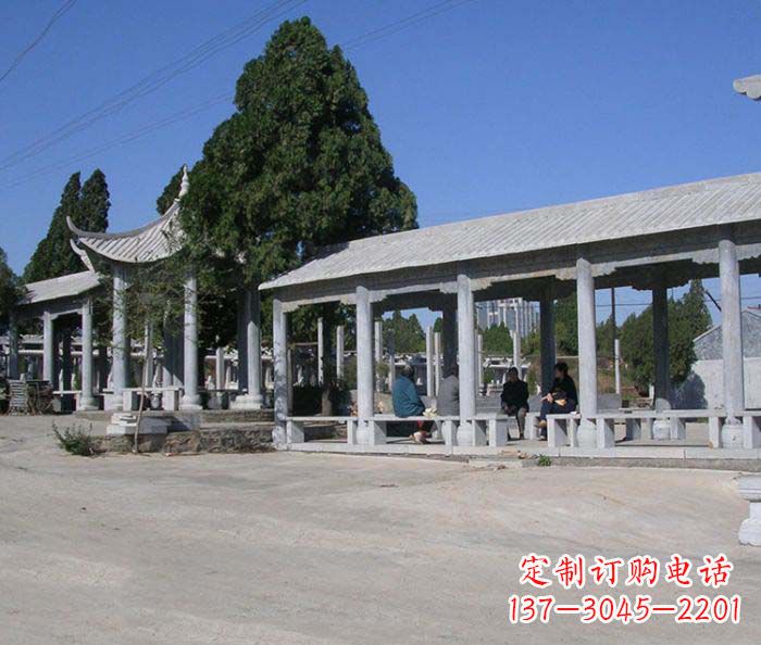 河源园林景观仿古石雕长廊凉亭 (2)