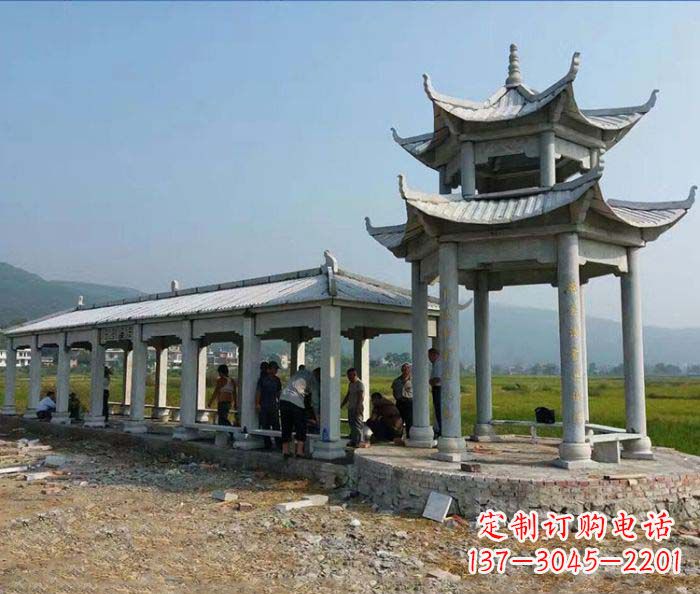 河源园林景观仿古石雕长廊凉亭