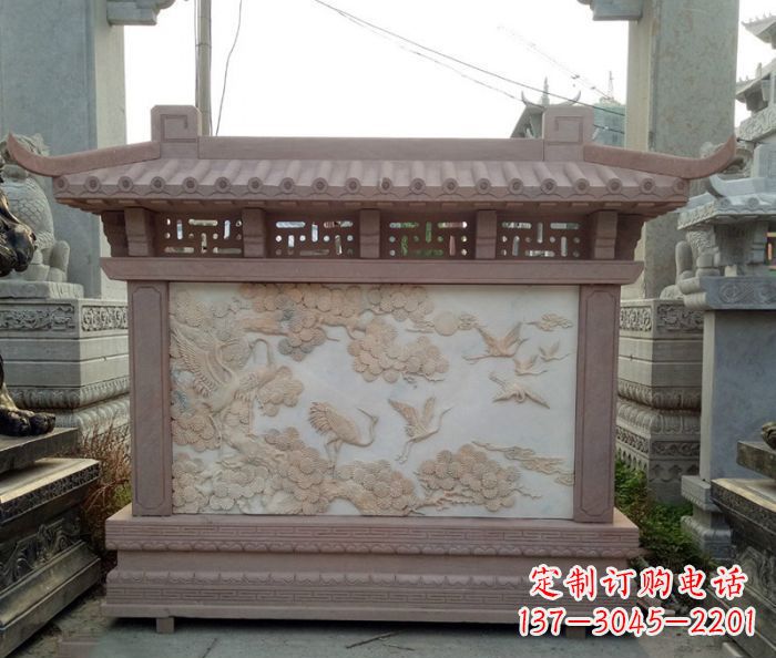 河源园林景观松鹤石浮雕影壁