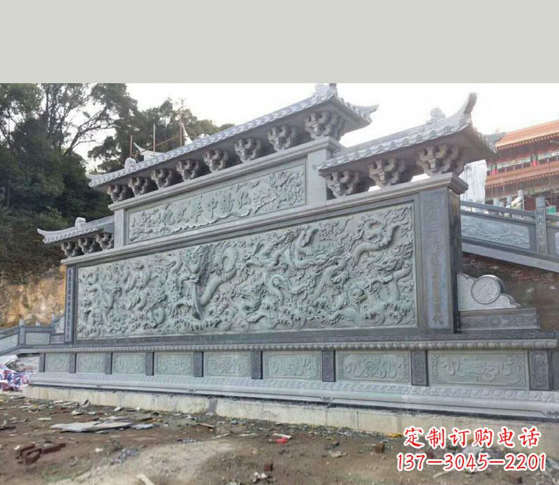河源园林九龙壁景观石雕 (2)
