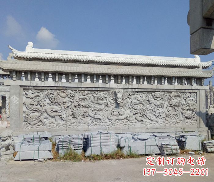 河源园林九龙壁石雕影壁 (3)