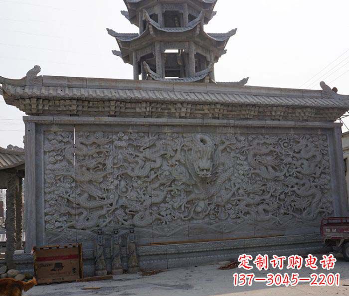 河源园林九龙壁石雕影壁