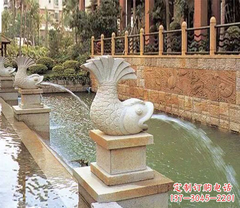 河源园林鲤鱼喷泉景观石雕