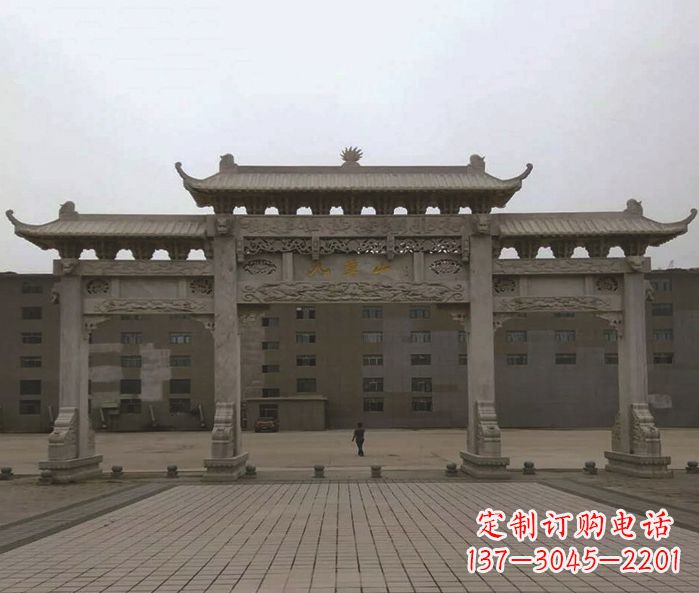 河源园林三门牌坊景观石雕