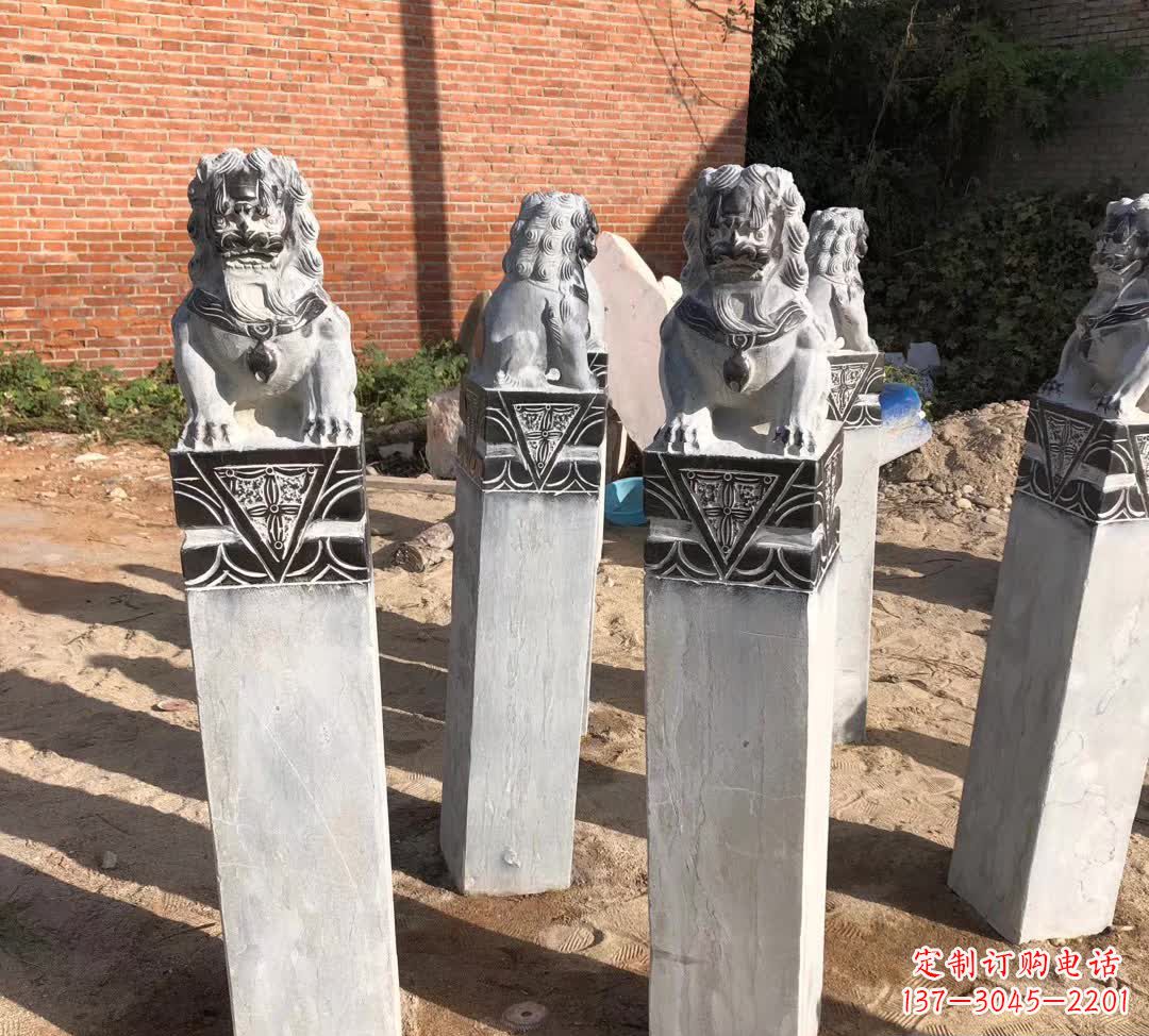 河源园林石雕狮子拴马桩