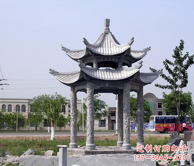 河源园林双层仿古凉亭石雕