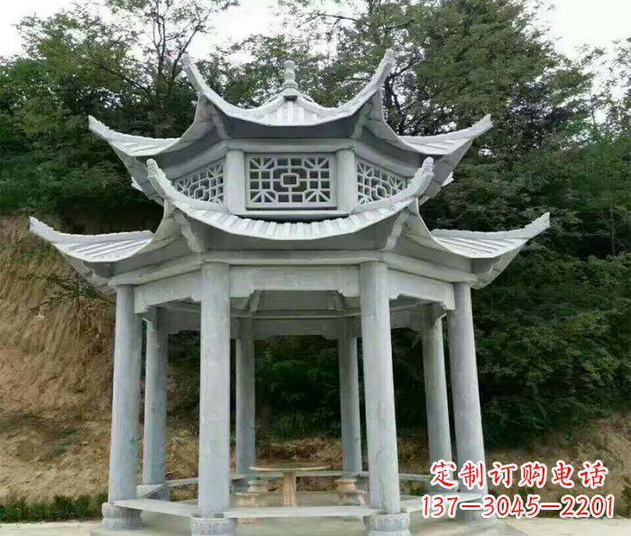 河源园林双层凉亭石雕 (2)