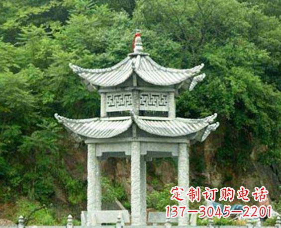 河源园林双层六角石凉亭景观石雕
