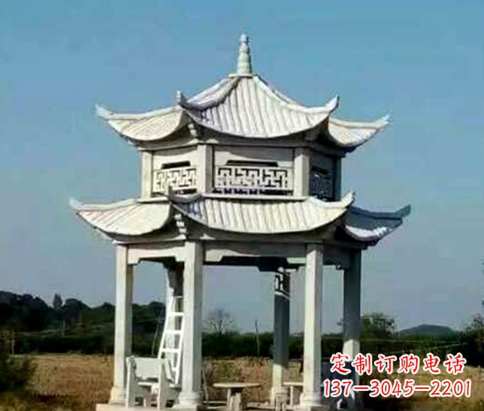 河源园林双层石雕凉亭 (2)