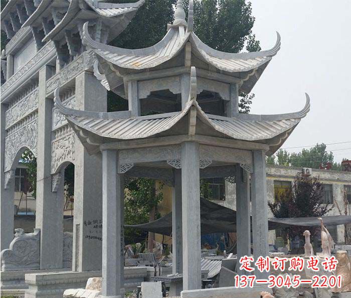 河源园林双层石雕凉亭